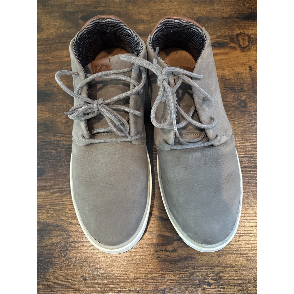 OluKai Boots Mens Size 10 Papaku 'Ili Chukka Mustang Leather Lace Up Waterproof - Picture 4 of 7